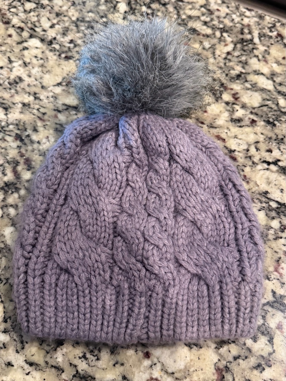 The North Face Kids Lilac Cable-Knit Pom Beanie